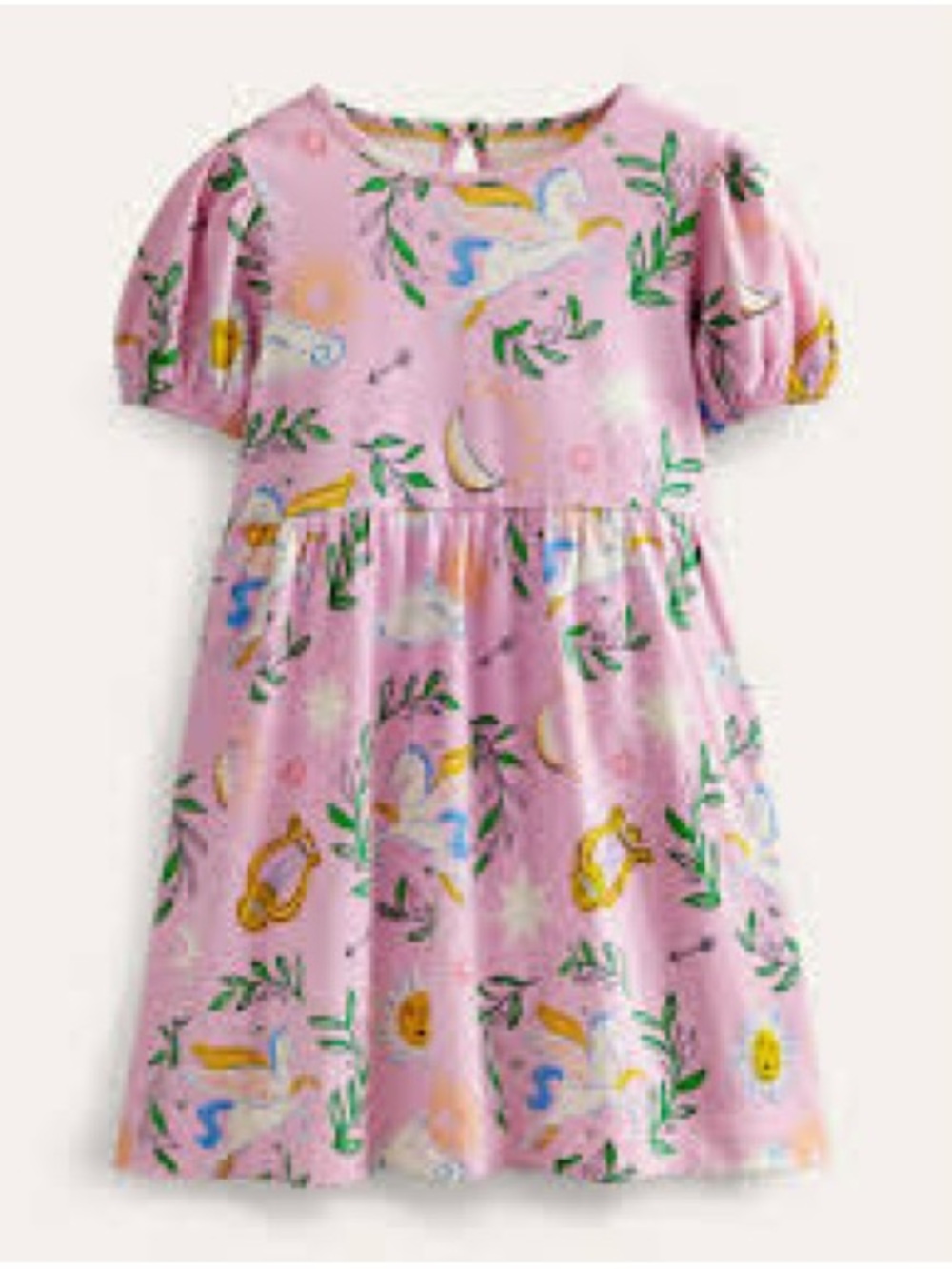 Mini Boden Puff Sleeve Girls' Pink Fly through the sky on a pegasus! Size 11-12 - Picture 1 of 2